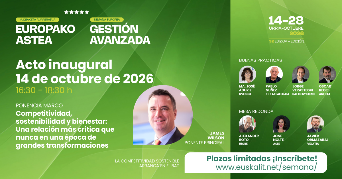 Ihobe participa en la Semana Europea de la Gestión Avanzada 2026 junto a 50 entidades vascas para analizar los retos del talento, la tecnología y la sostenibilidad
