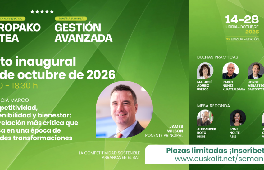 Ihobe participa en la Semana Europea de la Gestión Avanzada 2026 junto a 50 entidades vascas para analizar los retos del talento, la tecnología y la sostenibilidad