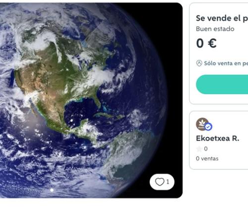 Ekoetxea pone el planeta a la venta en Wallapop para despertar conciencias